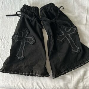 Black Gothic Cross Leg Warmers